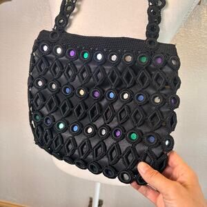 Vintage sasha black crochet shoulder